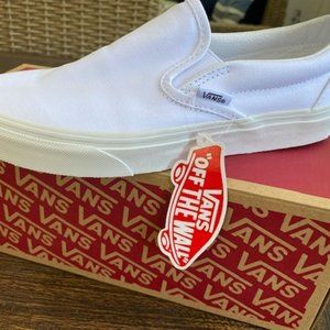 NWT: Brand new true-white Van Slip-Ons